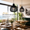 LAMPADARIO A CADUTA IN STILE MODERNO 30X80 CM  COLORE NERO
