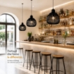 LAMPADARIO A CADUTA IN STILE MODERNO 30X80 CM  COLORE NERO