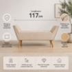 PANCA IN VELLUTO CON GAMBE IN LEGNO 117 X 40 X 60 CM IN COLORE BEIGE