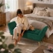 PANCA IN VELLUTO CON GAMBE LEGNO 117 X 40 X 60 CM IN COLORE VERDE