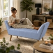 PANCA IN VELLUTO CON GAMBE LEGNO 117 X 40 X 60 CM IN COLORE CIELO