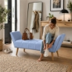 PANCA IN VELLUTO CON GAMBE LEGNO 117 X 40 X 60 CM IN COLORE CIELO