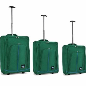 SET 3 VALIGIE TROLLEY MORBIDE DA VIAGGIO VERDE 50-55-60 CM