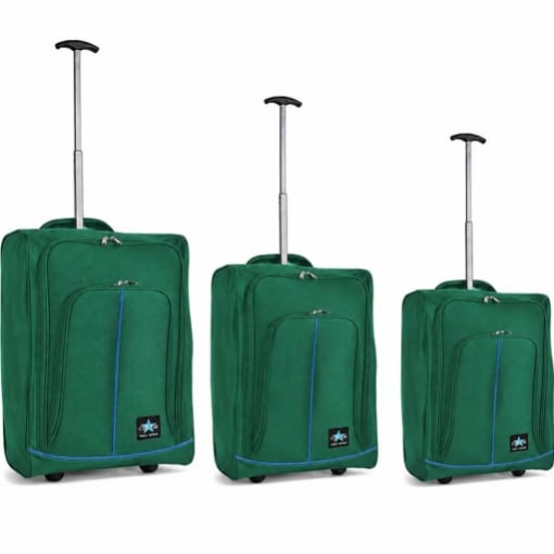 SET 3 VALIGIE TROLLEY MORBIDE DA VIAGGIO VERDE 50-55-60 CM