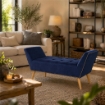 PANCA IN VELLUTO CON GAMBE LEGNO 117 X 40 X 60 CM IN COLORE BLU