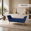 PANCA IN VELLUTO CON GAMBE LEGNO 117 X 40 X 60 CM IN COLORE BLU