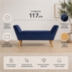 PANCA IN VELLUTO CON GAMBE LEGNO 117 X 40 X 60 CM IN COLORE BLU