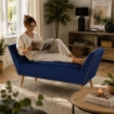 PANCA IN VELLUTO CON GAMBE LEGNO 117 X 40 X 60 CM IN COLORE BLU