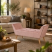 PANCA IN VELLUTO CON GAMBE LEGNO 117 X 40 X 60 CM IN COLORE ROSA ANTICO