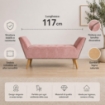 PANCA IN VELLUTO CON GAMBE LEGNO 117 X 40 X 60 CM IN COLORE ROSA ANTICO