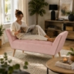 PANCA IN VELLUTO CON GAMBE LEGNO 117 X 40 X 60 CM IN COLORE ROSA ANTICO