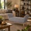 PANCA IN VELLUTO CON GAMBE LEGNO 117 X 40 X 60 CM IN COLORE GRIGIO