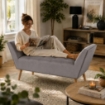 PANCA IN VELLUTO CON GAMBE LEGNO 117 X 40 X 60 CM IN COLORE GRIGIO