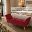 PANCA IN VELLUTO CON GAMBE LEGNO 117 X 40 X 60 CM IN COLORE BORDEAUX