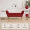 PANCA IN VELLUTO CON GAMBE LEGNO 117 X 40 X 60 CM IN COLORE BORDEAUX