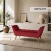 PANCA IN VELLUTO CON GAMBE LEGNO 117 X 40 X 60 CM IN COLORE BORDEAUX