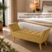 PANCA IN VELLUTO CON GAMBE IN LEGNO 117 X 40 X 60 CM IN COLORE SENAPE