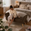 PANCA IN SIMILPELLE CON GAMBE LEGNO 117 X 40 X 60 CM IN COLORE MARRONE