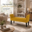 PANCA IN VELLUTO CON GAMBE NERE 110 X 40 X 60 CM IN COLORE GIALLO ORO