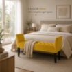 PANCA IN VELLUTO CON GAMBE NERE 110 X 40 X 60 CM IN COLORE GIALLO ORO