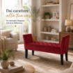 PANCA IN VELLUTO CON GAMBE NERE 110 X 40 X 60 CM IN COLORE BORDEAUX
