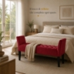 PANCA IN VELLUTO CON GAMBE NERE 110 X 40 X 60 CM IN COLORE BORDEAUX