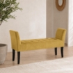 PANCA IN VELLUTO CON GAMBE NERE 110 X 40 X 60 CM IN COLORE SENAPE