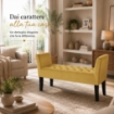 PANCA IN VELLUTO CON GAMBE NERE 110 X 40 X 60 CM IN COLORE SENAPE