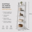 SCAFFALE DA PARETE INCLINATO CON 5 RIPIANI 64 X 49 X H180 CM BIANCO