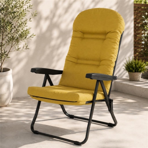 MAURY'S SEDIA RELAX FIRENZE CON POGGIATESTA 5 POSIZIONI COLORE OCRA 107X60X118