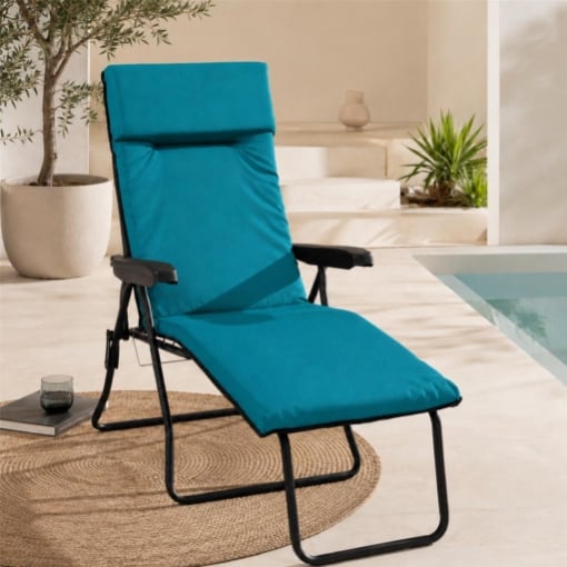 MAURY'S POLTRONA PISA NON AUTOMATICA CON 6 POSIZIONI - COLORE PETROLIO 170X60X62 CM