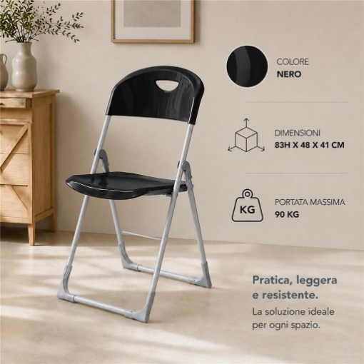 MAURY'S SEDIA PIEGHEVOLI IN POLIPROPILENE COLORE NERO - 83X48X41 CM