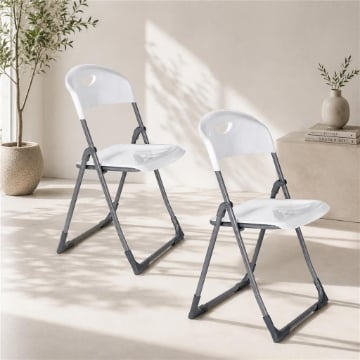 MAURY'S  SET 2 SEDIE PIEGHEVOLI IN POLIPROPILENE COLORE BIANCO - 83X48X41 CM