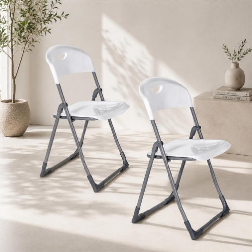MAURY'S  SET 2 SEDIE PIEGHEVOLI IN POLIPROPILENE COLORE BIANCO - 83X48X41 CM