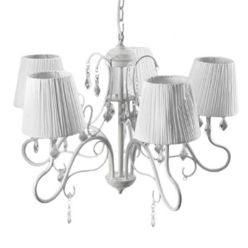 PERLA PLISSE LAMPADARIO PENDENTE A 5 LUCI DA 60 COLORE BIANCO
