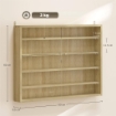 BACHECA PORTAOGGETTI A 5 RIPIANI REGOLABILI IN LEGNO CON ANTE IN VETRO, 80X9.5X60 CM, COLOR LEGNO