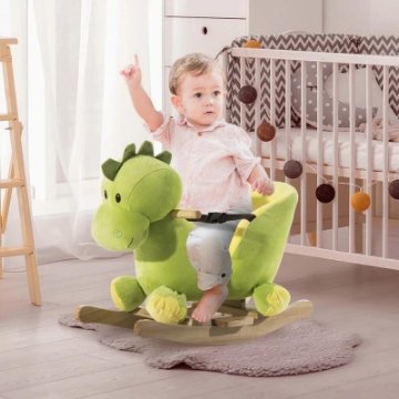 DRAGO A DONDOLO IN LEGNO PER I BAMBINI VERDE E GIALLO