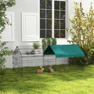 GABBIA PER CONIGLI DA ESTERNO E INTERNO A CASETTA CON TETTUCCIO, 185X75X75 CM, VERDE