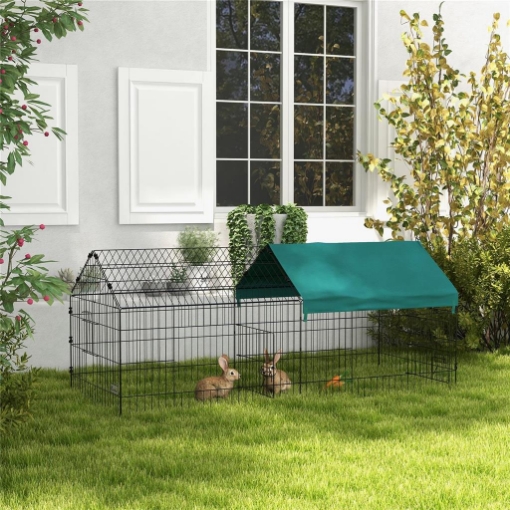 GABBIA PER CONIGLI DA ESTERNO E INTERNO A CASETTA CON TETTUCCIO, 185X75X75 CM, VERDE