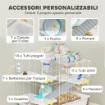 GABBIA PER CRICETI A 4 LIVELLI CON TUBI RUOTA 3 PORTE E VASSOIO IN METALLO PP E PS 78X45X73 CM BIANCO