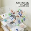GABBIA PER CRICETI A 4 LIVELLI CON TUBI RUOTA 3 PORTE E VASSOIO IN METALLO PP E PS 78X45X73 CM BIANCO