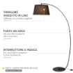 LAMPADA DA TERRA AD ARCO CON PARALUME IN TESSUTO INTERRUTTORE A PEDALE NERO