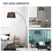 LAMPADA DA TERRA AD ARCO CON PARALUME IN TESSUTO INTERRUTTORE A PEDALE NERO