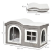 PAWHUT CASETTA PER GATTI DA INTERNO CON 2 ENTRATE E FINESTRA, CUSCINO E BASE ANTISCIVOLO, 63.5X37X40CM - BIANCO/GRIGIO