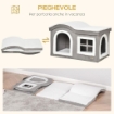 PAWHUT CASETTA PER GATTI DA INTERNO CON 2 ENTRATE E FINESTRA, CUSCINO E BASE ANTISCIVOLO, 63.5X37X40CM - BIANCO/GRIGIO