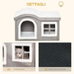 PAWHUT CASETTA PER GATTI DA INTERNO CON 2 ENTRATE E FINESTRA, CUSCINO E BASE ANTISCIVOLO, 63.5X37X40CM - BIANCO/GRIGIO