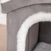 PAWHUT CASETTA PER GATTI DA INTERNO CON 2 ENTRATE E FINESTRA, CUSCINO E BASE ANTISCIVOLO, 63.5X37X40CM - BIANCO/GRIGIO