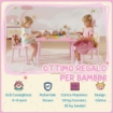 SET TAVOLO E SEDIE PER BAMBINI 3-8 ANNI CON MOTIVI ANIMALI E BORDI ARROTONDATI, IN MDF E LEGNO DI PINO ROSA