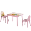 SET TAVOLO E SEDIE PER BAMBINI 3-8 ANNI CON MOTIVI ANIMALI E BORDI ARROTONDATI, IN MDF E LEGNO DI PINO ROSA