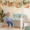 SET SCRIVANIA PER BAMBINI CON CASSETTO E SEDIA CON SCHIENALE A ORSETTO, ETÀ 3-8 ANNI, VERDE